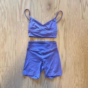 Lululemon Align Curve Seam High Rise Shorts and Sweetheart Bra Dark Lavender